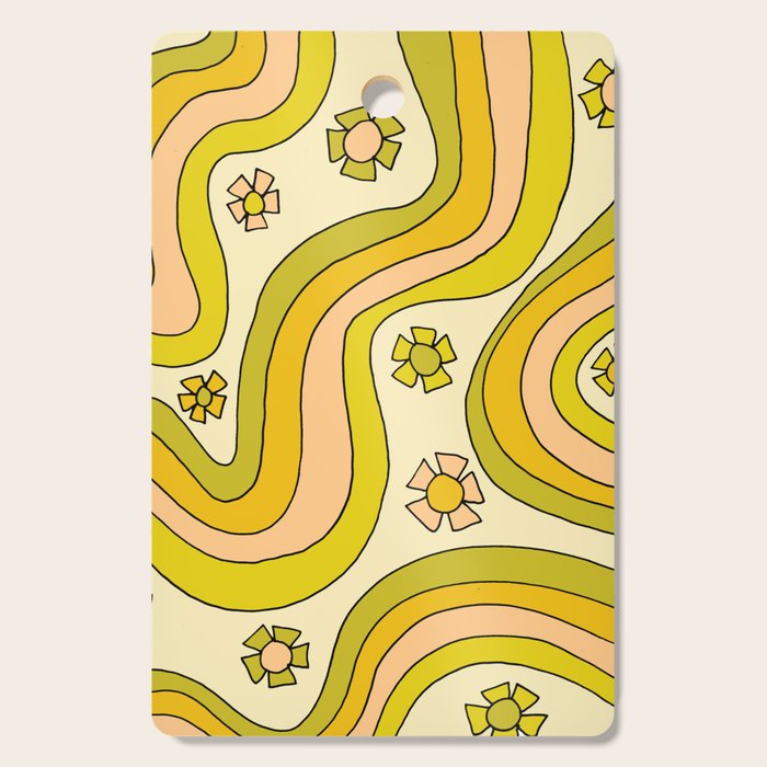groovy rainbow flower power wallpaper vibes Cutting Board Gallery Image 1