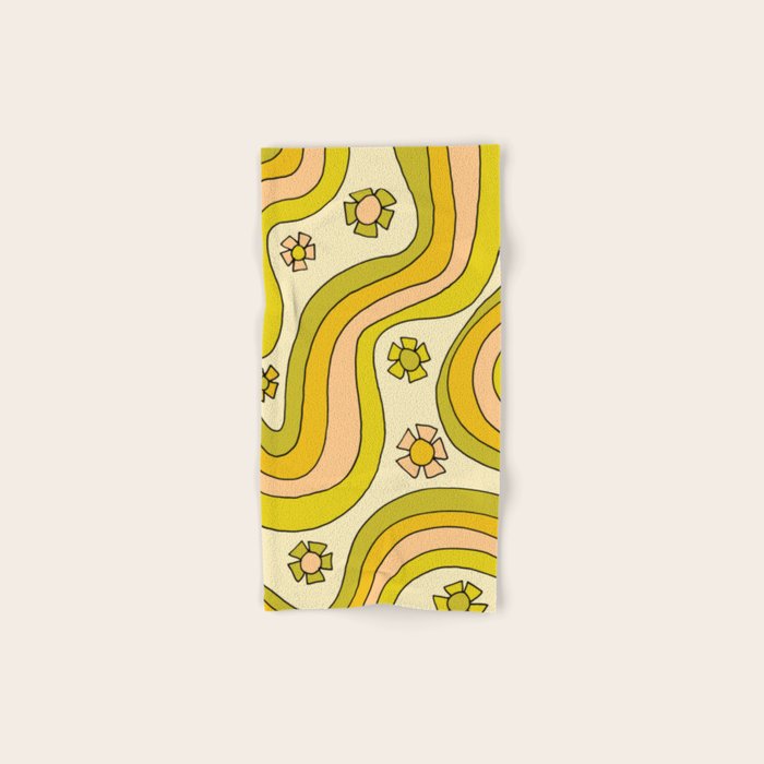 groovy rainbow flower power wallpaper vibes Hand & Bath Towel Gallery Image 1