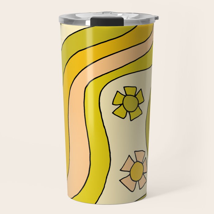 groovy rainbow flower power wallpaper vibes Travel Mug Gallery Image 1