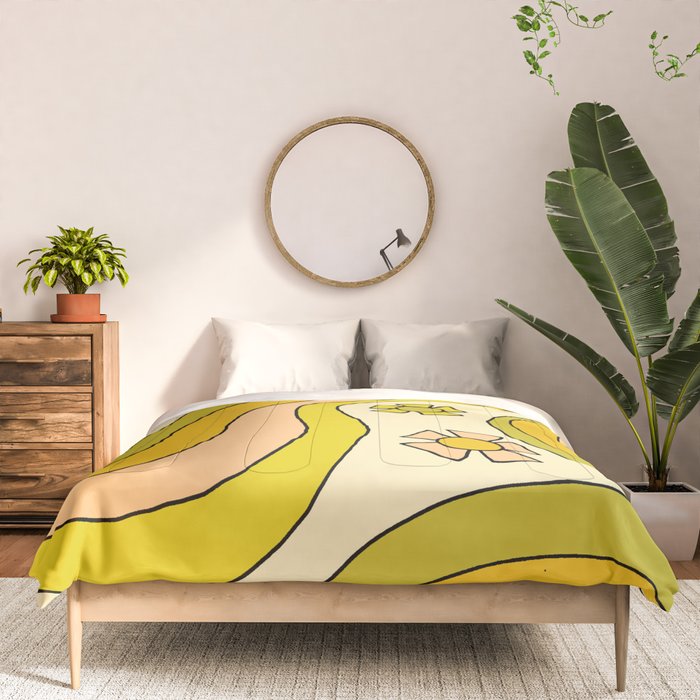 groovy rainbow flower power wallpaper vibes Comforter Gallery Image 3