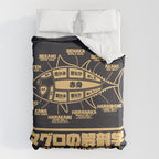 Tuna Anatomy Japanese Maguro Sushi - Black Sand Duvet Cover Gallery Image 6