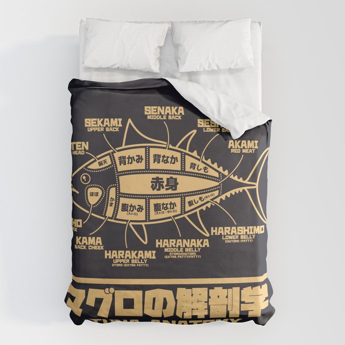 Tuna Anatomy Japanese Maguro Sushi - Black Sand Duvet Cover