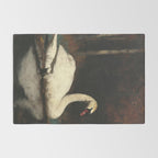 Elegant White Swan on Autumn Lake Romantic Vintage Rug Gallery Image 2