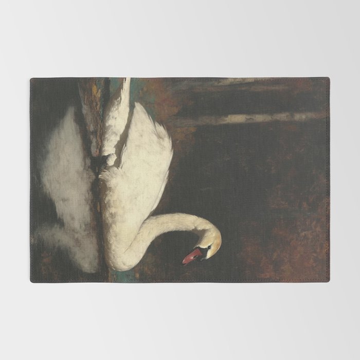 Elegant White Swan on Autumn Lake Romantic Vintage Rug Gallery Image 2