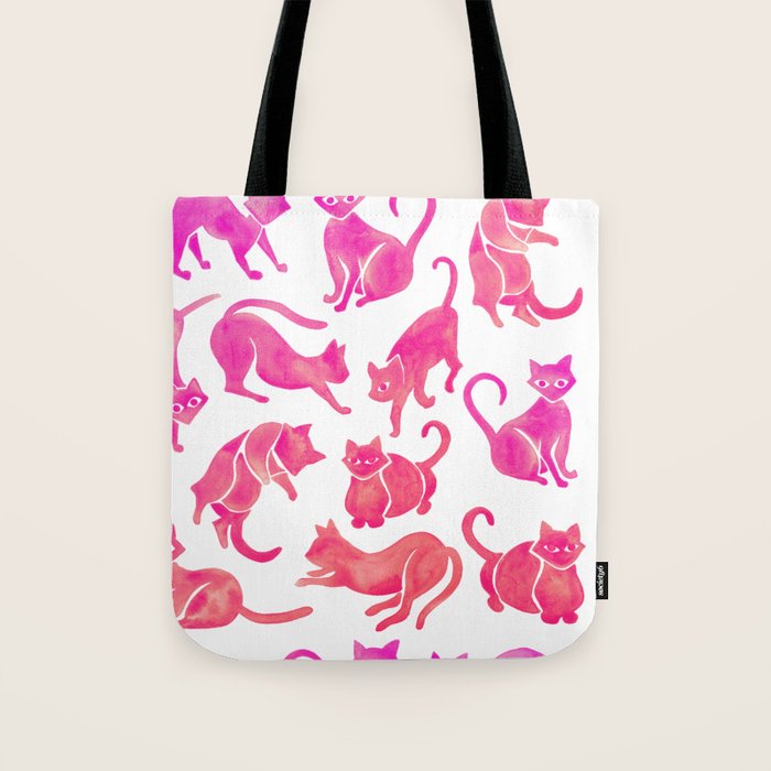 Cat Positions - Pink OmbrÃ© Palette Tote Bag Gallery Image 1