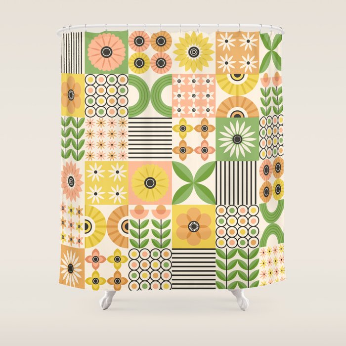 Modern Wildflower Vignettes Shower Curtain Gallery Image 1