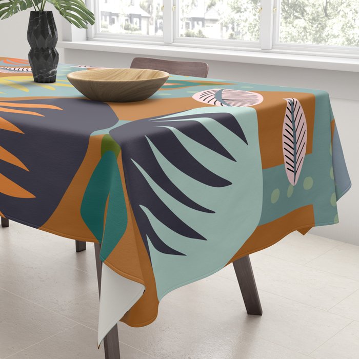 Big happy retro blooms rust Tablecloth Gallery Image 3