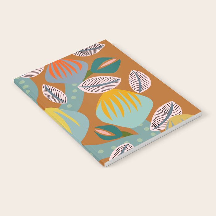 Big happy retro blooms rust Notebook – Society6