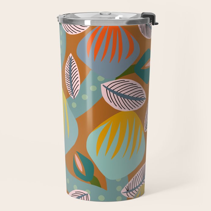 Big happy retro blooms rust Travel Mug Gallery Image 2