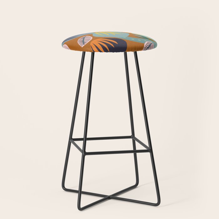 Big happy retro blooms rust Stool Gallery Image 1