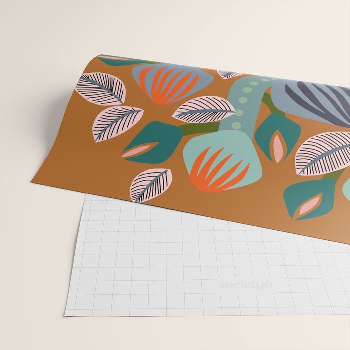 Big happy retro blooms rust Wrapping Paper Gallery Image 2