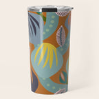 Big happy retro blooms rust Travel Mug Gallery Image 1