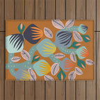 Big happy retro blooms rust Outdoor Rug Gallery Image 1