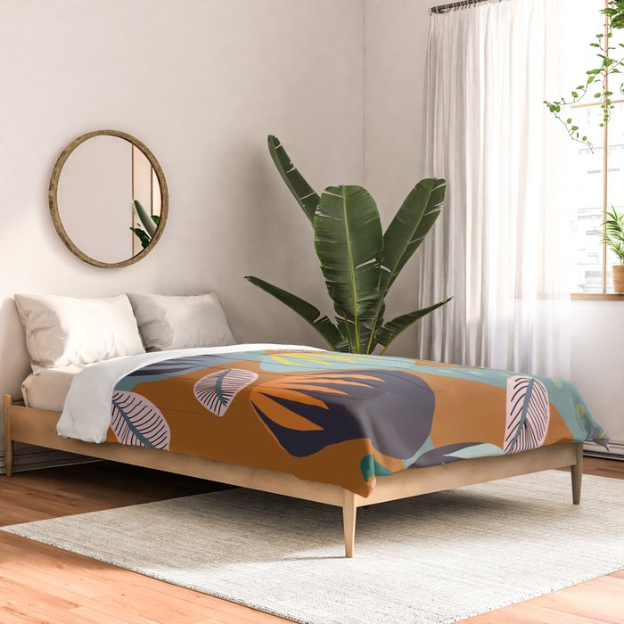 Big happy retro blooms rust Comforter Gallery Image 2