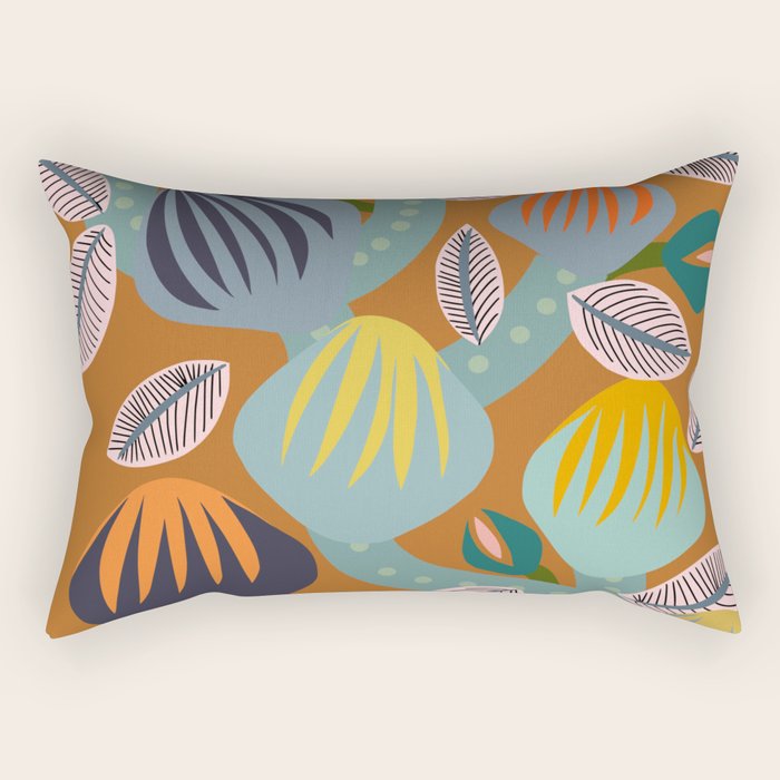 Big happy retro blooms rust Rectangular Pillow Gallery Image 2