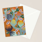 Big happy retro blooms rust Stationery Card Gallery Image 2
