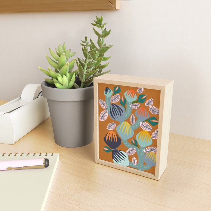 Big happy retro blooms rust Mini Art Print Gallery Image 2