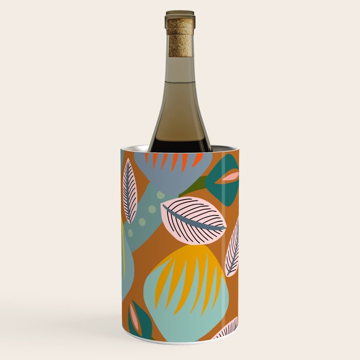 Big happy retro blooms rust Wine Chiller Gallery Image 3