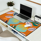 Big happy retro blooms rust Desk Mat Gallery Image 2