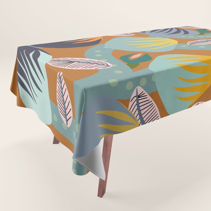 Big happy retro blooms rust Tablecloth Gallery Image 1