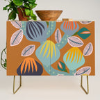 Big happy retro blooms rust Credenza Gallery Image 1