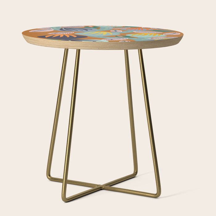 Big happy retro blooms rust Side Table Gallery Image 1