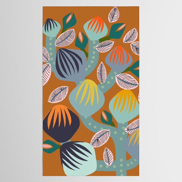 Big happy retro blooms rust Tablecloth Gallery Image 2