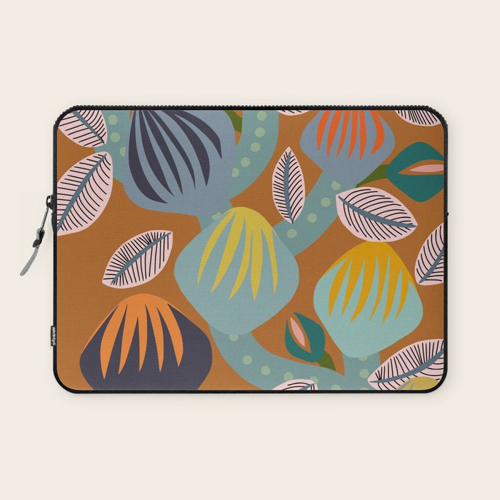 Big happy retro blooms rust Laptop Sleeve Gallery Image 1
