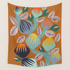 Big happy retro blooms rust Wall Tapestry Gallery Image 4