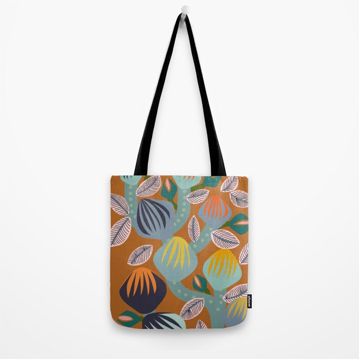 Big happy retro blooms rust Tote Bag Gallery Image 2