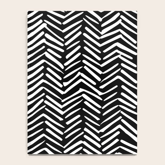 Boho, Herringbone, Geometric Art, Black and White Notebook Gallery Image 4