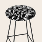 Boho, Herringbone, Geometric Art, Black and White Stool Gallery Image 2