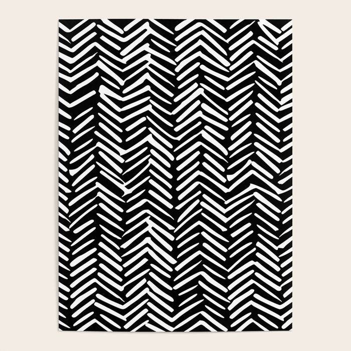 Boho, Herringbone, Geometric Art, Black and White Poster Gallery Image 4
