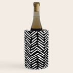 Boho, Herringbone, Geometric Art, Black and White Wine Chiller Gallery Image 3