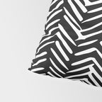 Boho, Herringbone, Geometric Art, Black and White Pillow Sham Gallery Image 4