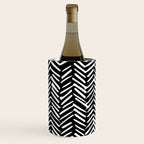 Boho, Herringbone, Geometric Art, Black and White Wine Chiller Gallery Image 2