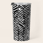 Boho, Herringbone, Geometric Art, Black and White Travel Mug Gallery Image 3