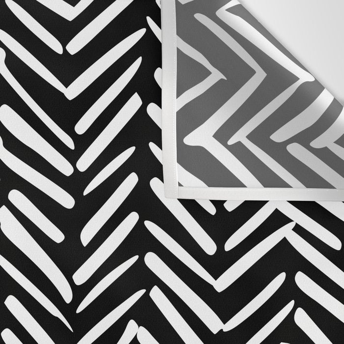Boho, Herringbone, Geometric Art, Black and White Wall Tapestry Gallery Image 3