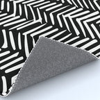 Boho, Herringbone, Geometric Art, Black and White Rug Gallery Image 4