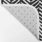 Boho, Herringbone, Geometric Art, Black and White Bath Mat Gallery Image 2