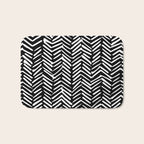 Boho, Herringbone, Geometric Art, Black and White Bath Mat Gallery Image 1