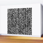 Boho, Herringbone, Geometric Art, Black and White Wall Mural Gallery Image 2