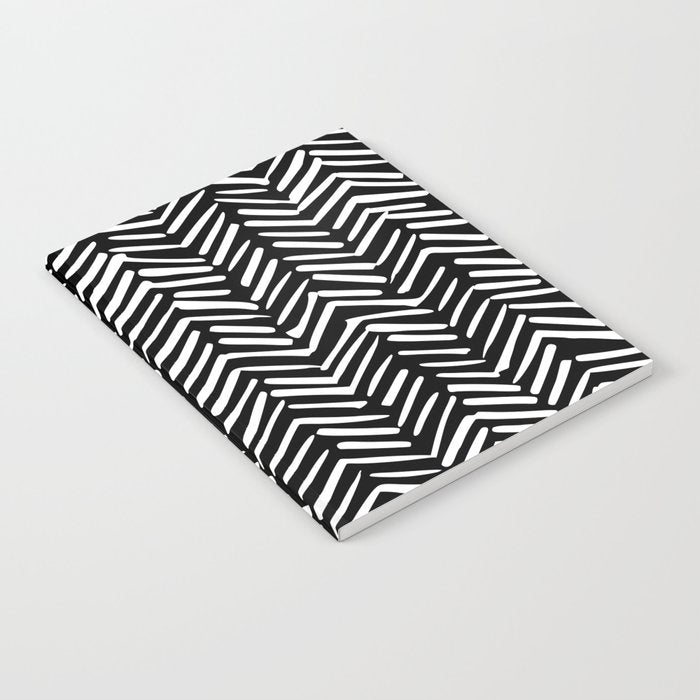 Boho, Herringbone, Geometric Art, Black and White Notebook Gallery Image 2