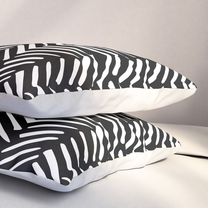 Boho, Herringbone, Geometric Art, Black and White Pillow Sham Gallery Image 3