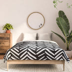Boho, Herringbone, Geometric Art, Black and White Comforter Gallery Image 3
