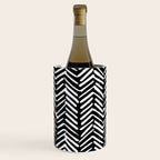 Boho, Herringbone, Geometric Art, Black and White Wine Chiller Gallery Image 1