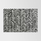 Boho, Herringbone, Geometric Art, Black and White Rug Gallery Image 2