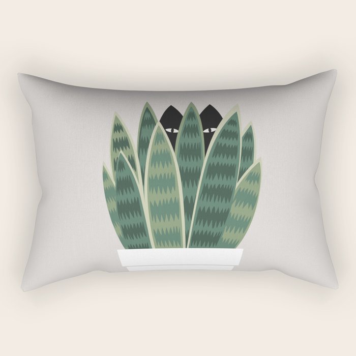 Cat and Plant 22: Sneak Plant Rectangular Pillow Gallery Image 1