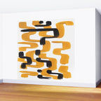 Mid Century Abstract Black & Yellow Fun Pattern 70's Mustard Ripples Lines Retro Style Wall Mural Gallery Image 2
