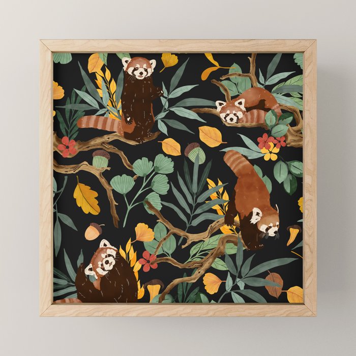 RED PANDAS IN DARK WILD NATURE Mini Art Print Gallery Image 1